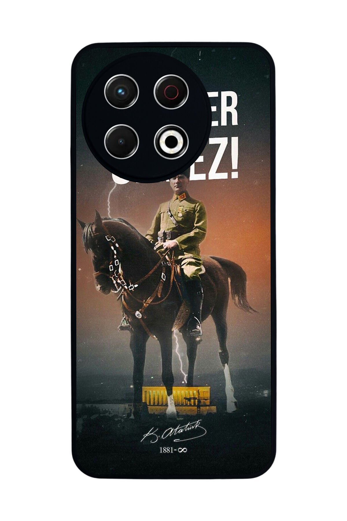 Tecno Spark 30 Pro Uyumlu Mustafa Kemal Ataturk Tasarımlı Glossy Premium Kılıf