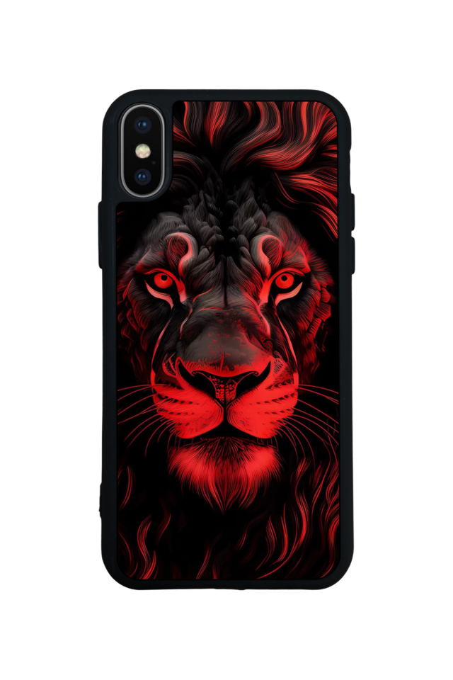 iPhone X/ XS Uyumlu Aslan Tasarımlı Glossy Premium Kılıf