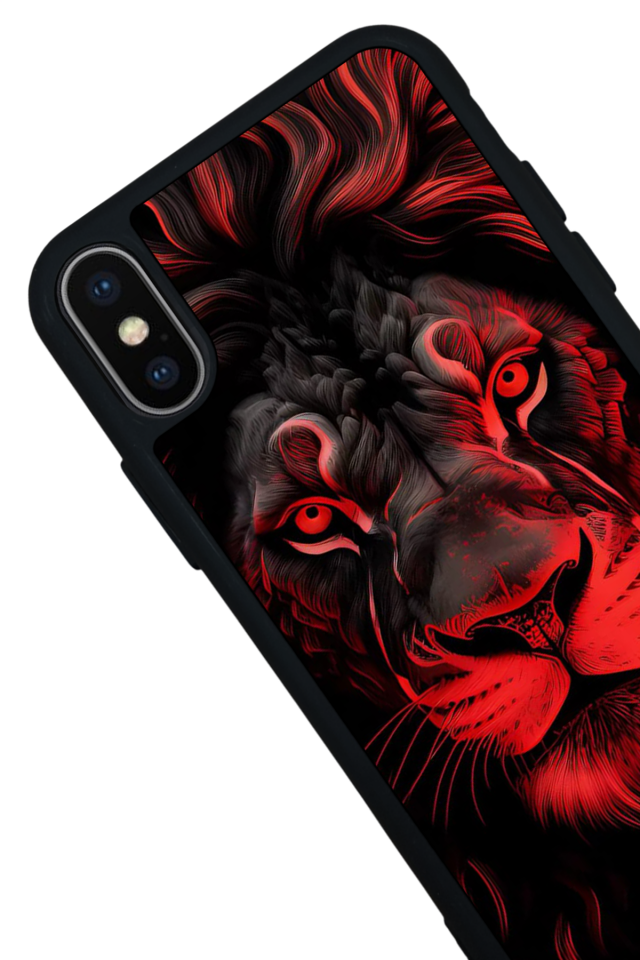 iPhone X/ XS Uyumlu Aslan Tasarımlı Glossy Premium Kılıf