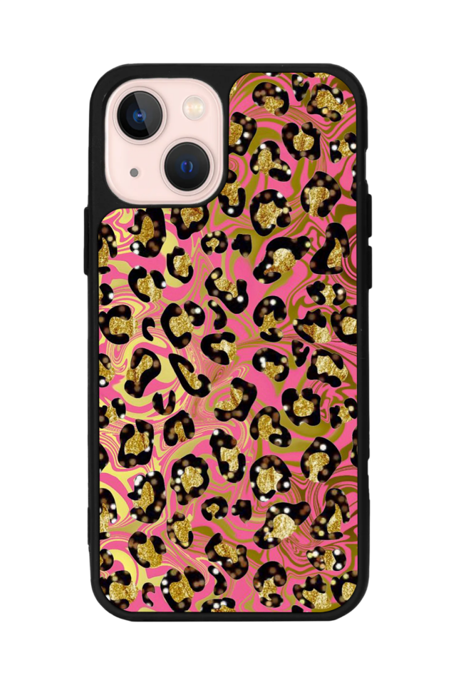 iPhone 13 Mini Uyumlu Hologram Leopar Tasarımlı Glossy Premium Kılıf