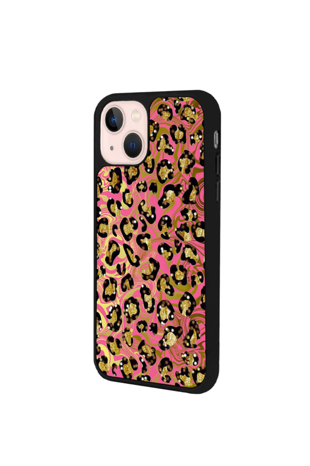 iPhone 13 Mini Uyumlu Hologram Leopar Tasarımlı Glossy Premium Kılıf