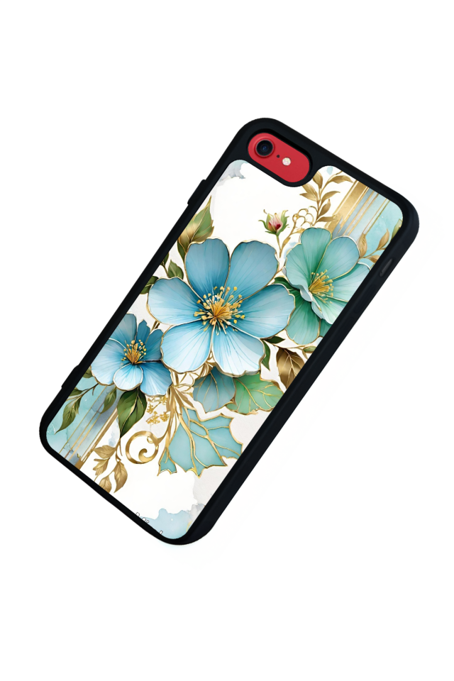 iPhone 8 Uyumlu Yaldizli Cicek Tasarımlı Glossy Premium Kılıf