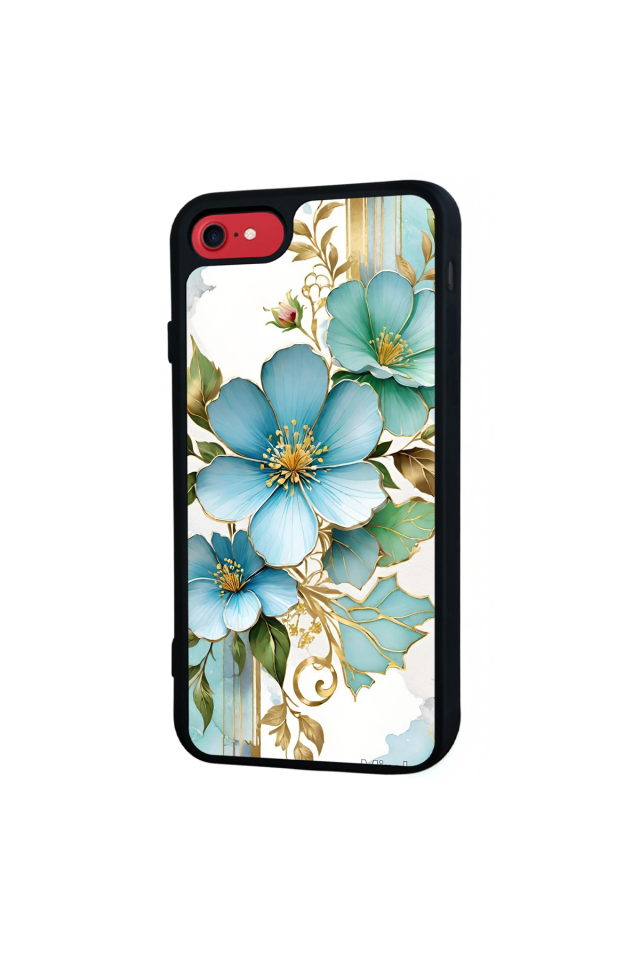 iPhone 8 Uyumlu Yaldizli Cicek Tasarımlı Glossy Premium Kılıf
