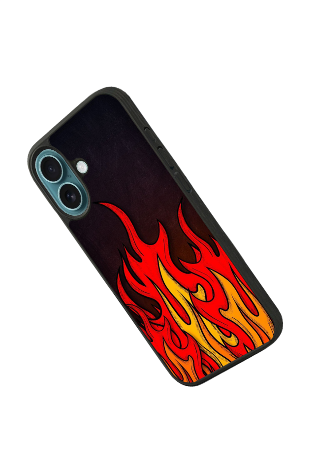iPhone 16 Uyumlu Retro Flame Patterns Tasarımlı Glossy Premium Kılıf