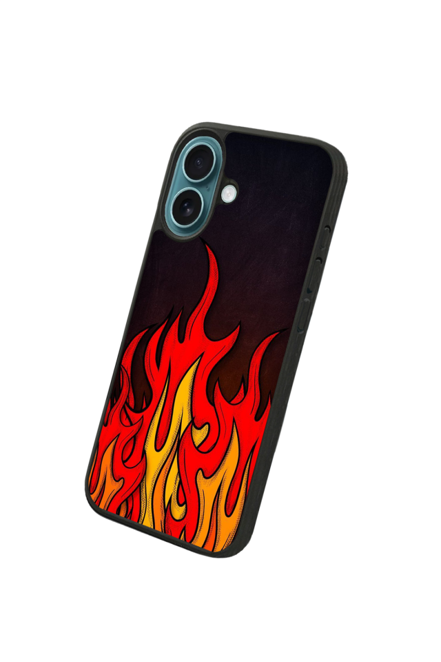 iPhone 16 Uyumlu Retro Flame Patterns Tasarımlı Glossy Premium Kılıf