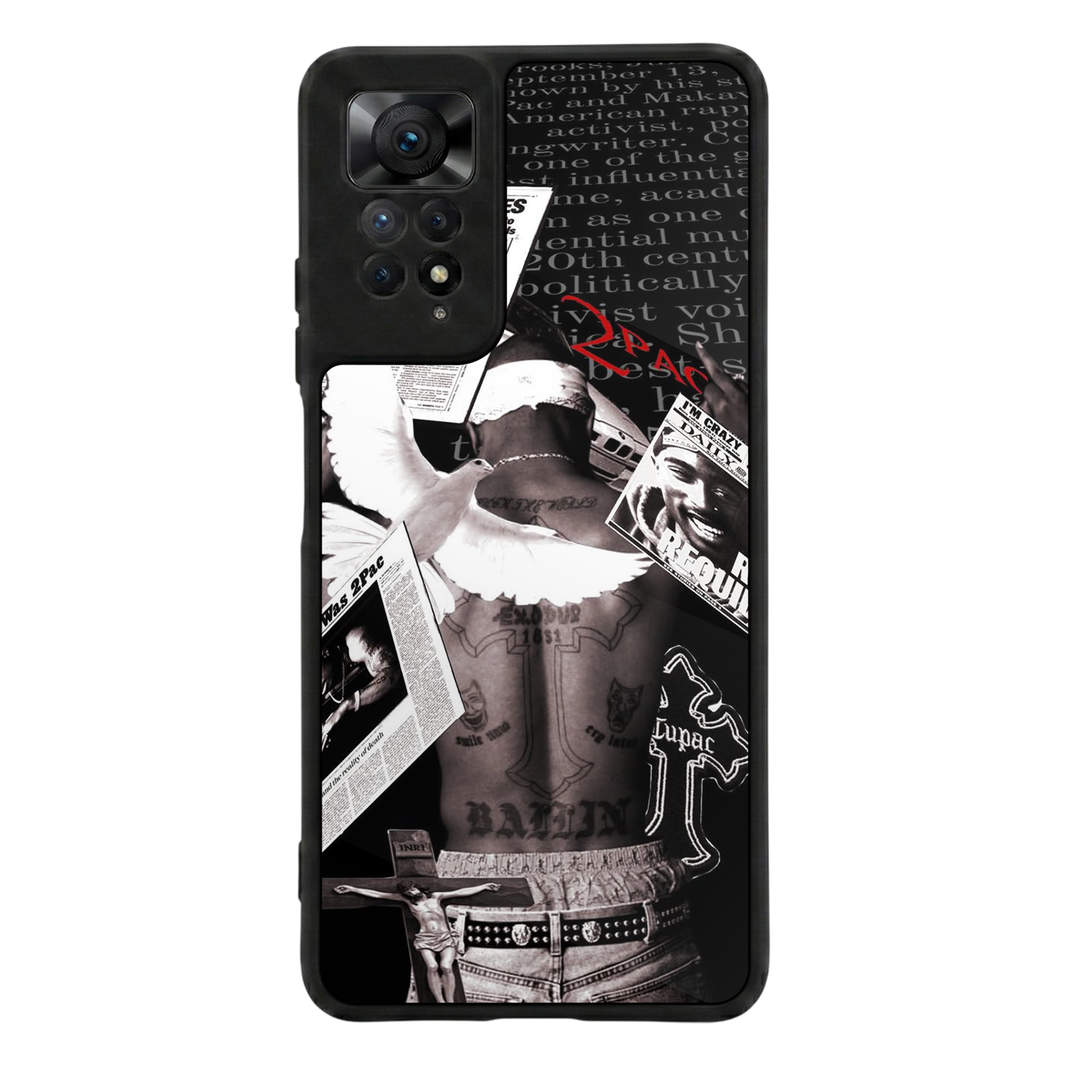 Xiaomi Redmi Note 11 Pro Uyumlu Tupac Tasarımlı Glossy Premium Kılıf