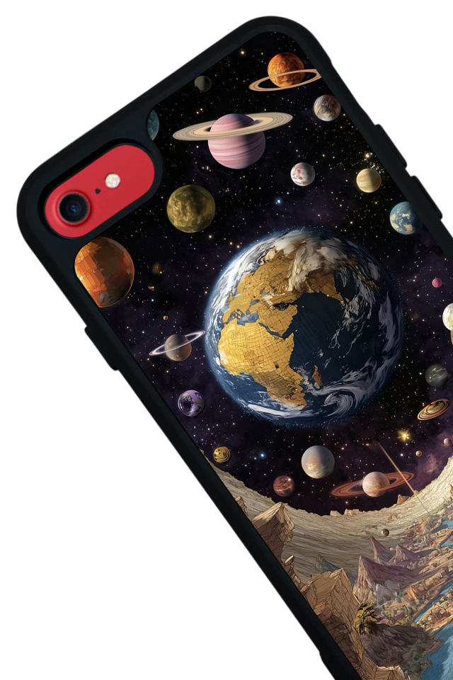 iPhone SE Uyumlu Uzay Tasarımlı Glossy Premium Kılıf