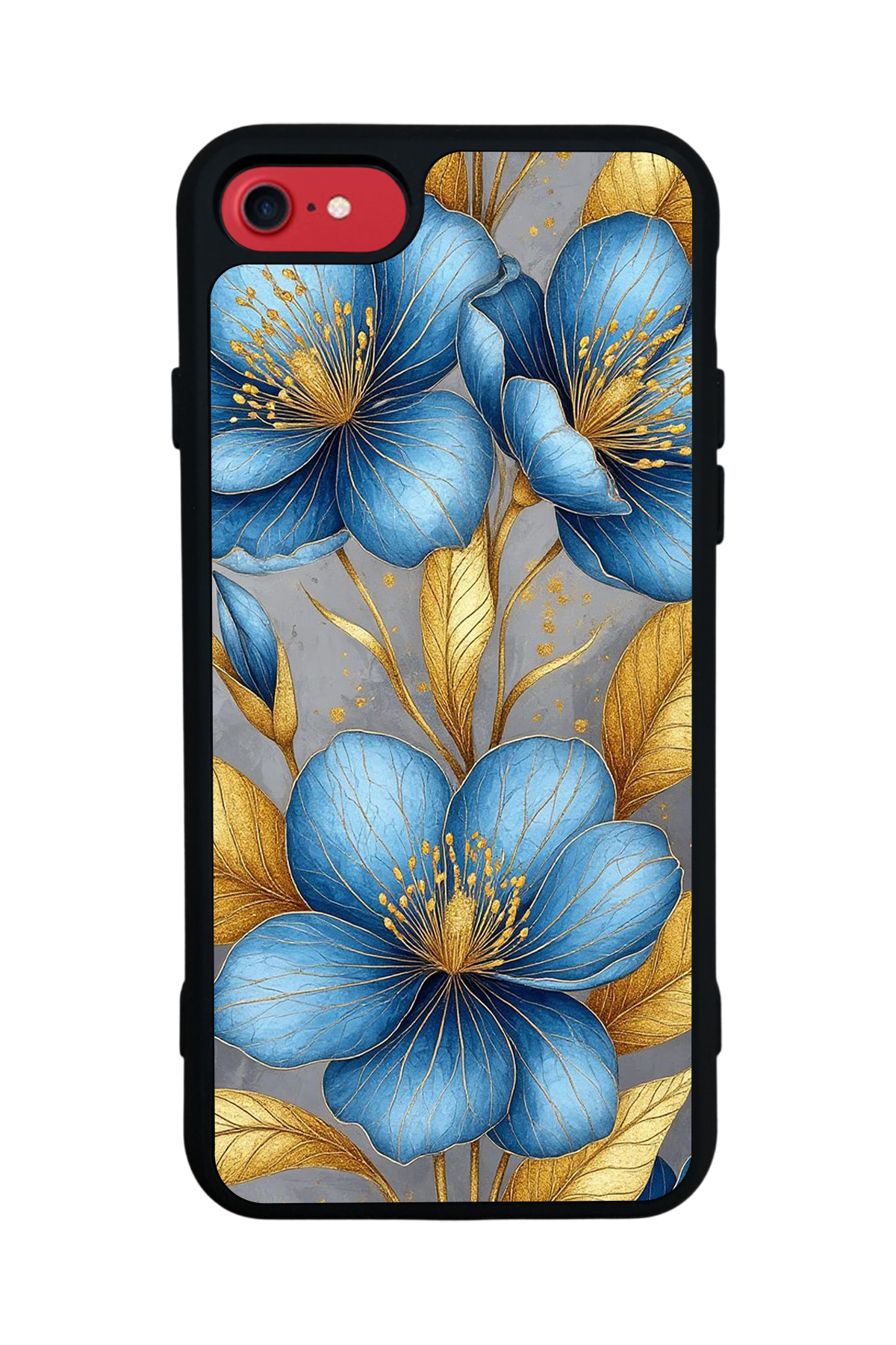 iPhone 8 Uyumlu Yaldizli Cicek Tasarımlı Glossy Premium Kılıf