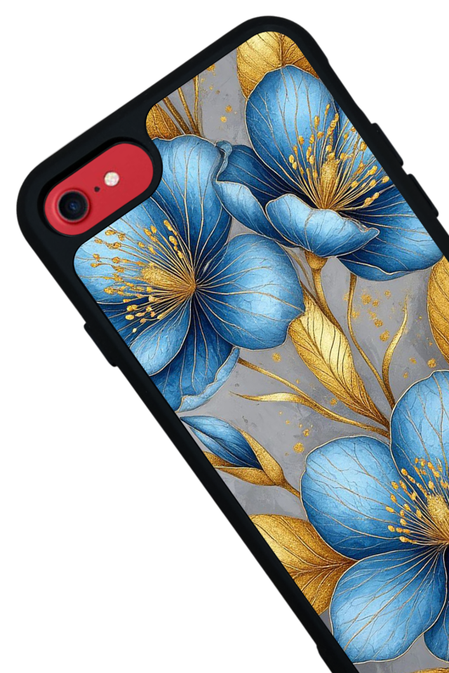 iPhone 8 Uyumlu Yaldizli Cicek Tasarımlı Glossy Premium Kılıf