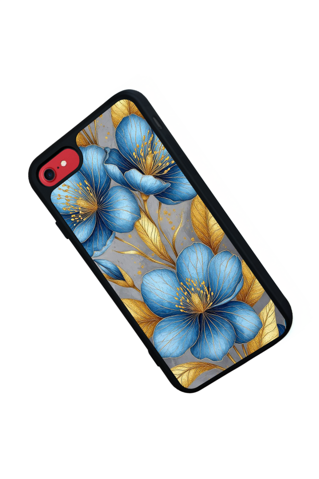 iPhone 8 Uyumlu Yaldizli Cicek Tasarımlı Glossy Premium Kılıf