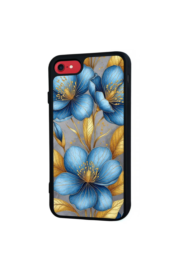 iPhone 8 Uyumlu Yaldizli Cicek Tasarımlı Glossy Premium Kılıf