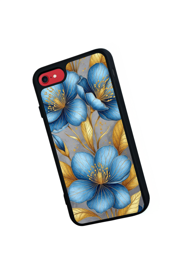 iPhone 8 Uyumlu Yaldizli Cicek Tasarımlı Glossy Premium Kılıf