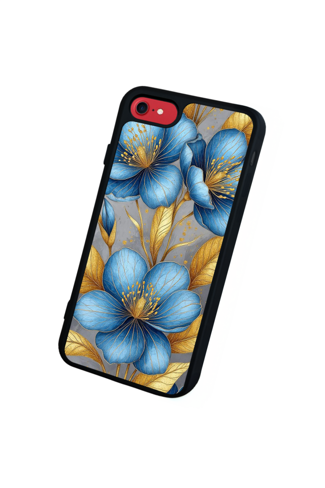 iPhone 8 Uyumlu Yaldizli Cicek Tasarımlı Glossy Premium Kılıf