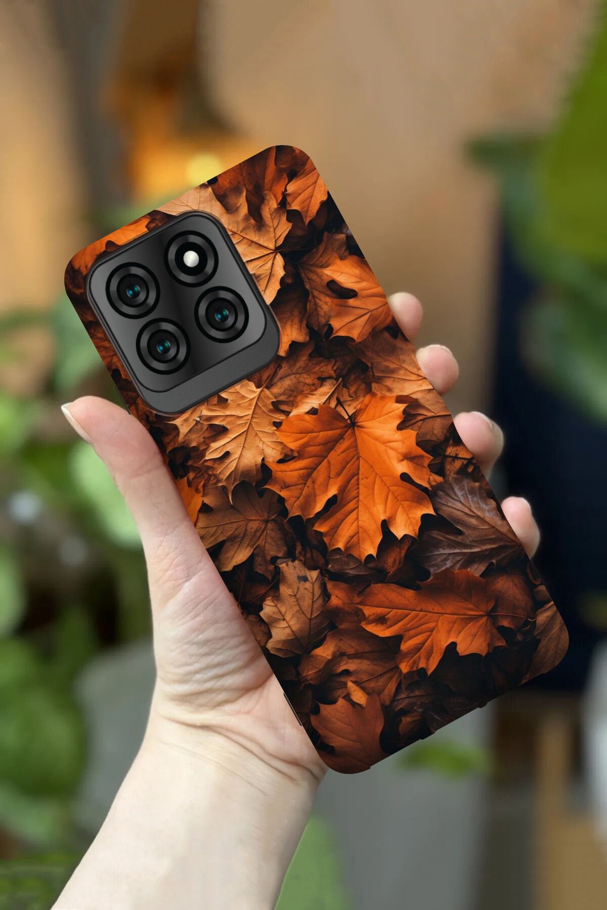 Reeder S71 Uyumlu Kamera Korumalı Sonbahar Yaprakları Desenli HD Baskılı Silikon Kılıf