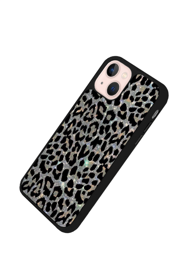 iPhone 13 Mini Uyumlu Hologram Leopar Tasarımlı Glossy Premium Kılıf