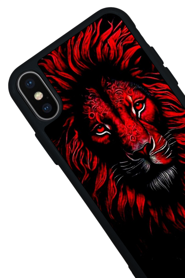 iPhone X/ XS Uyumlu Aslan Tasarımlı Glossy Premium Kılıf