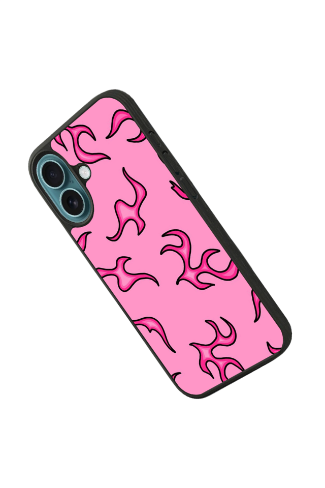 iPhone 16 Uyumlu Retro Flame Patterns Tasarımlı Glossy Premium Kılıf