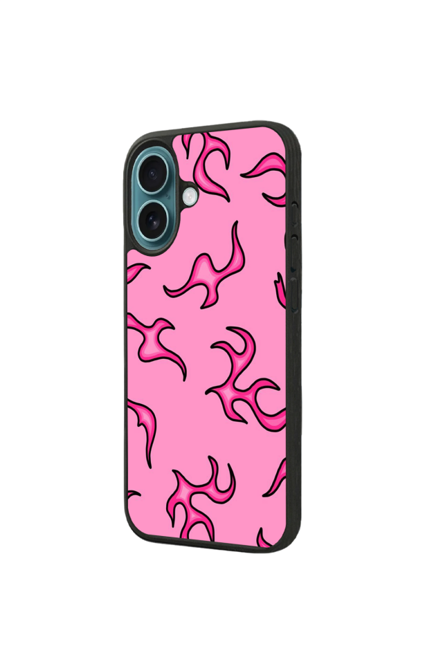 iPhone 16 Uyumlu Retro Flame Patterns Tasarımlı Glossy Premium Kılıf