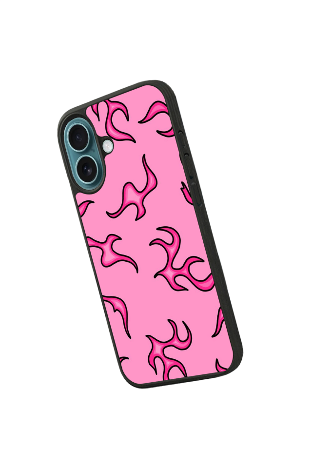 iPhone 16 Uyumlu Retro Flame Patterns Tasarımlı Glossy Premium Kılıf