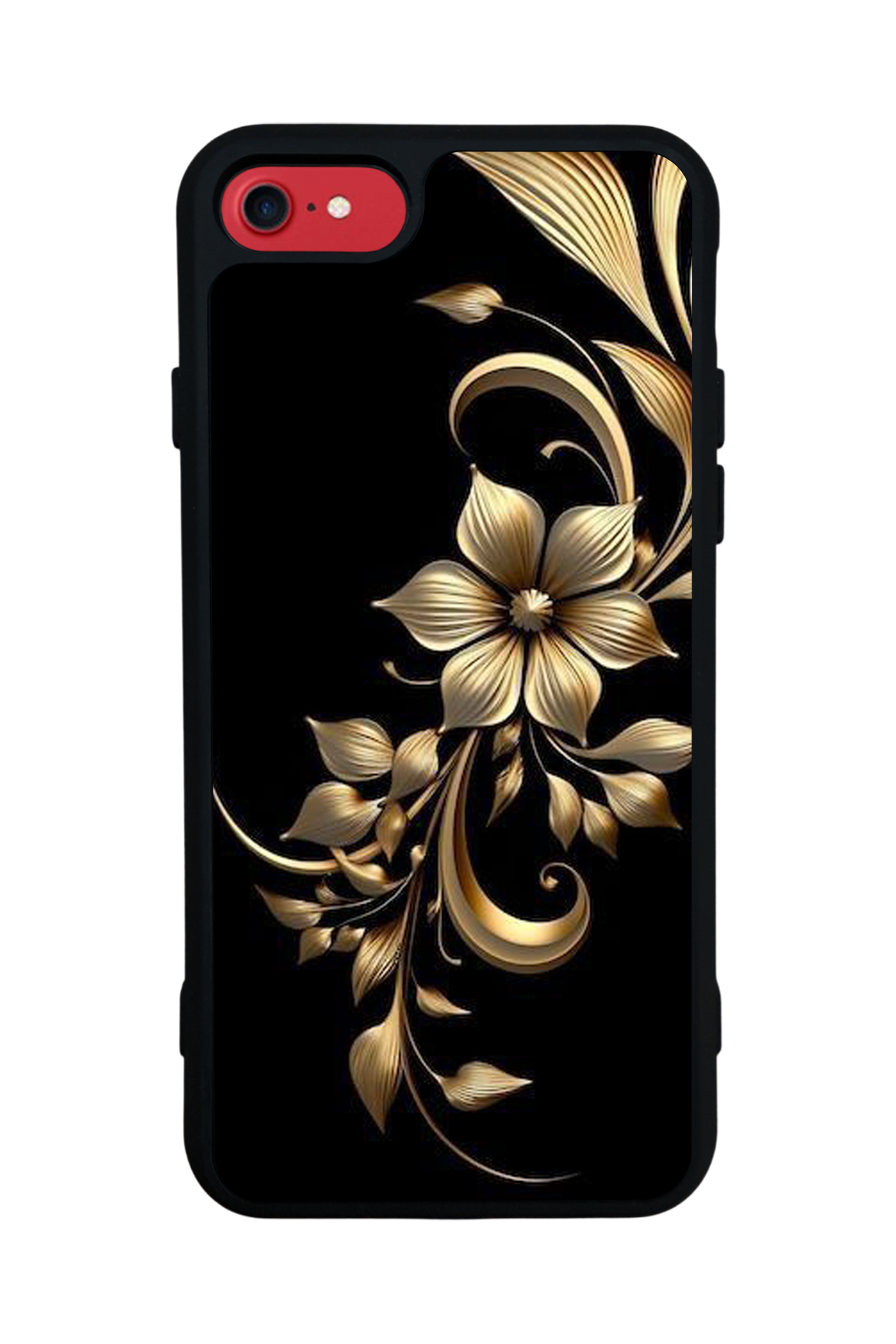 iPhone 8 Uyumlu Yaldizli Cicek Tasarımlı Glossy Premium Kılıf