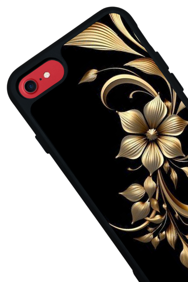 iPhone 8 Uyumlu Yaldizli Cicek Tasarımlı Glossy Premium Kılıf
