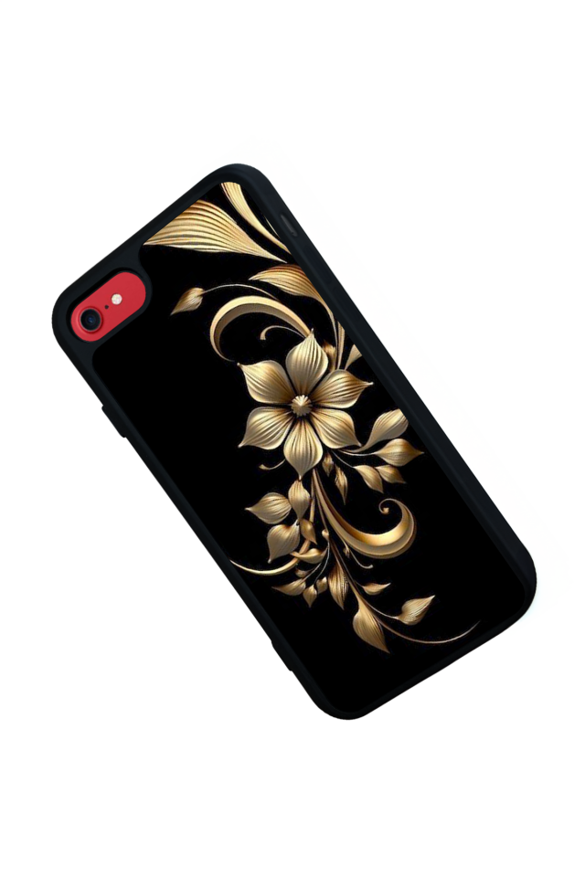 iPhone 8 Uyumlu Yaldizli Cicek Tasarımlı Glossy Premium Kılıf
