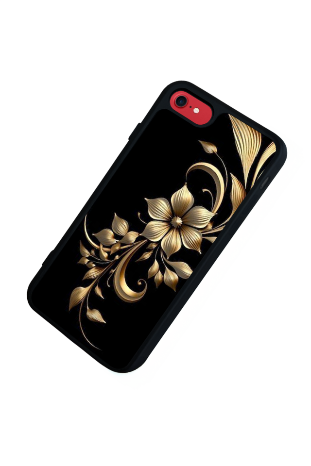 iPhone 8 Uyumlu Yaldizli Cicek Tasarımlı Glossy Premium Kılıf