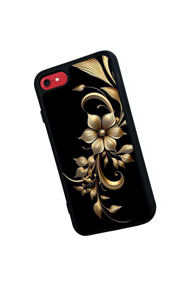 iPhone 8 Uyumlu Yaldizli Cicek Tasarımlı Glossy Premium Kılıf