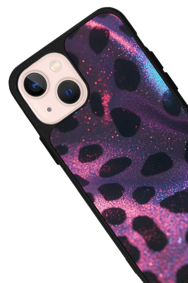 iPhone 13 Mini Uyumlu Hologram Leopar Tasarımlı Glossy Premium Kılıf