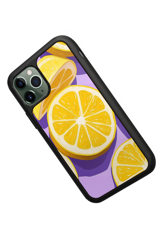 iPhone 11 Pro Max Uyumlu Limon Tasarımlı Glossy Premium Kılıf