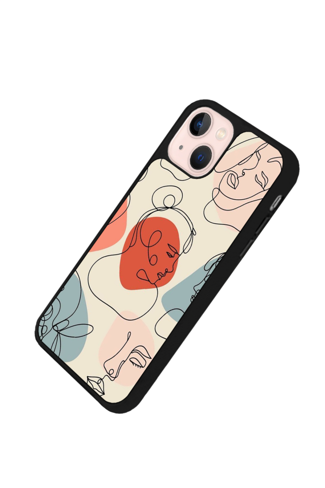 iPhone 13/14 Uyumlu Line Art Tasarımlı Glossy Premium Kılıf