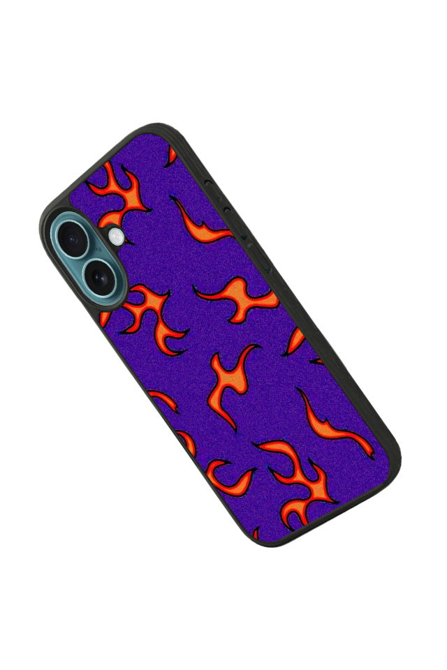 iPhone 16 Uyumlu Retro Flame Patterns Tasarımlı Glossy Premium Kılıf