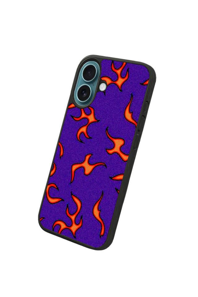 iPhone 16 Uyumlu Retro Flame Patterns Tasarımlı Glossy Premium Kılıf
