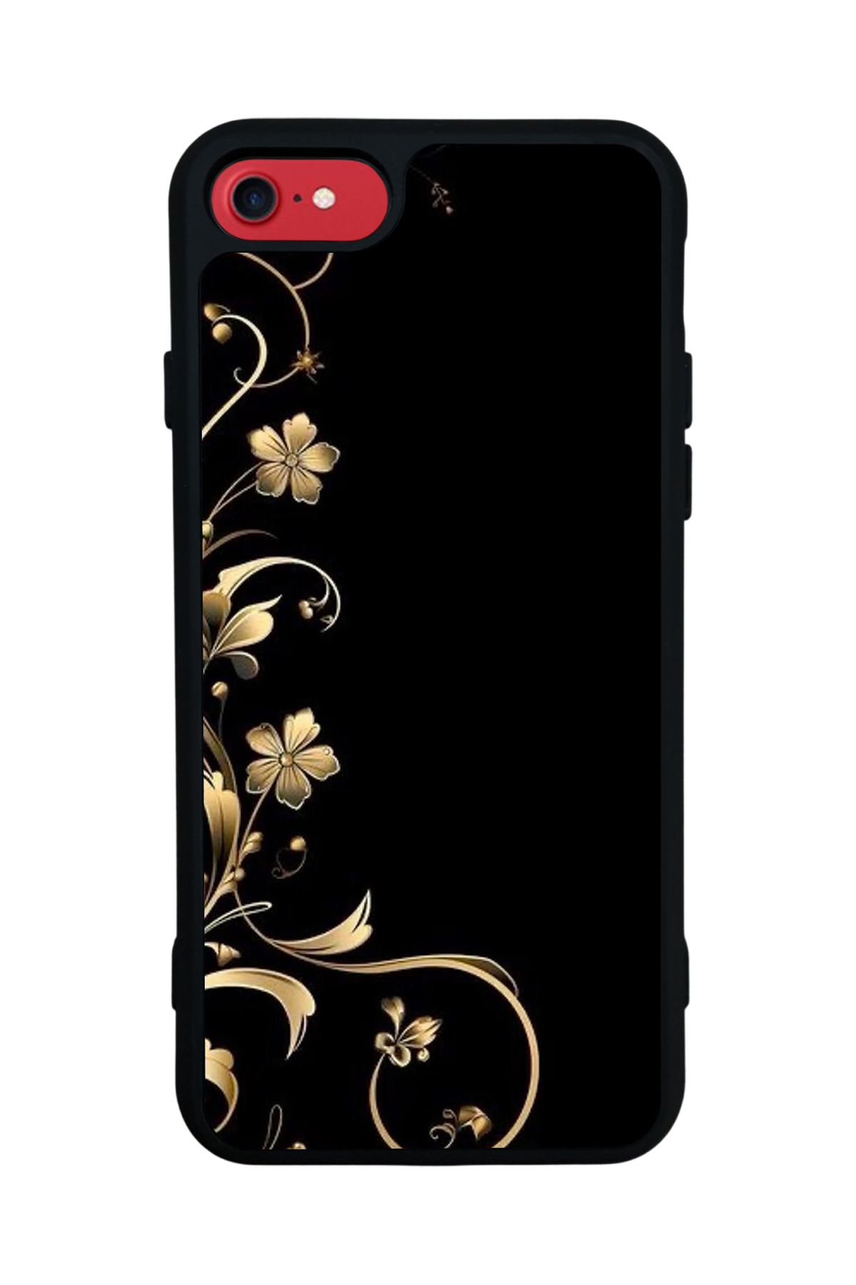 iPhone 8 Uyumlu Yaldizli Cicek Tasarımlı Glossy Premium Kılıf