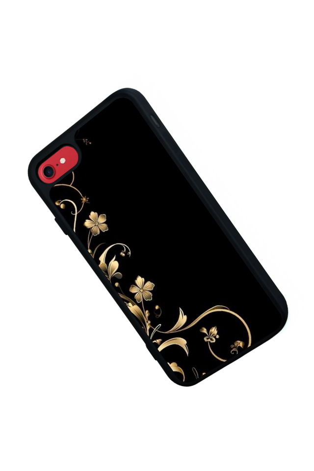 iPhone 8 Uyumlu Yaldizli Cicek Tasarımlı Glossy Premium Kılıf