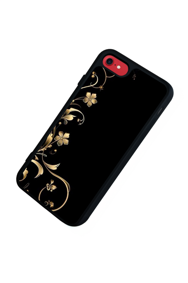 iPhone 8 Uyumlu Yaldizli Cicek Tasarımlı Glossy Premium Kılıf
