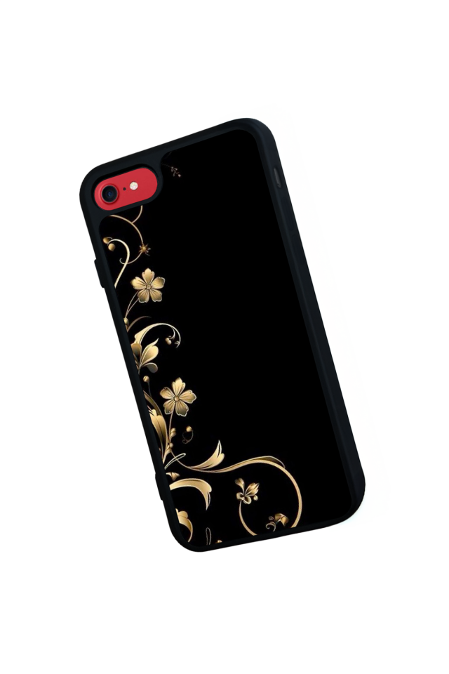 iPhone 8 Uyumlu Yaldizli Cicek Tasarımlı Glossy Premium Kılıf