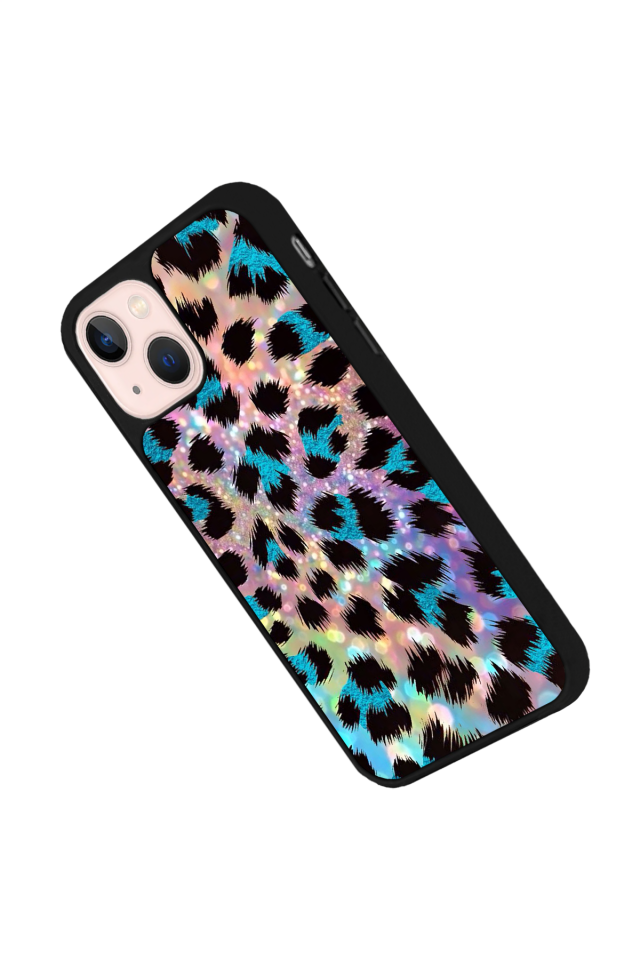 iPhone 13 Mini Uyumlu Hologram Leopar Tasarımlı Glossy Premium Kılıf
