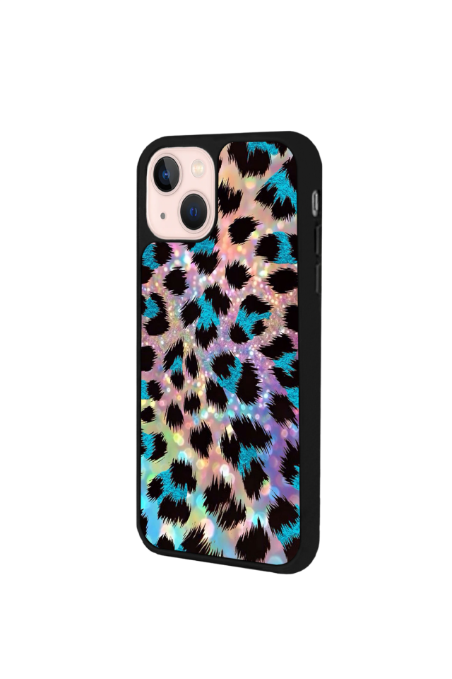 iPhone 13 Mini Uyumlu Hologram Leopar Tasarımlı Glossy Premium Kılıf