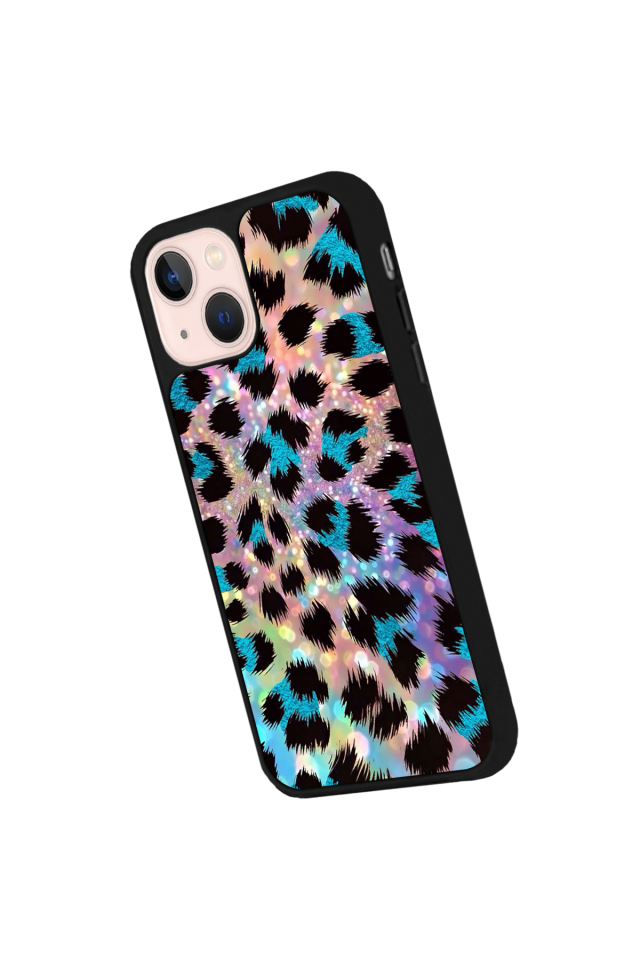 iPhone 13 Mini Uyumlu Hologram Leopar Tasarımlı Glossy Premium Kılıf