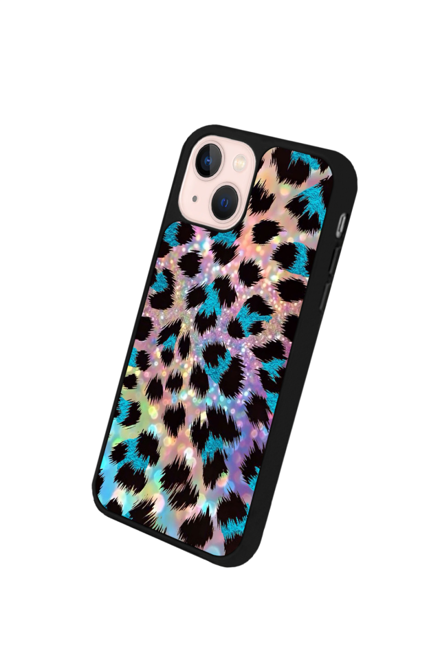 iPhone 13 Mini Uyumlu Hologram Leopar Tasarımlı Glossy Premium Kılıf