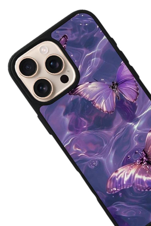 iPhone 15 Pro Max Uyumlu Kelebek Tasarımlı Glossy Premium Kılıf