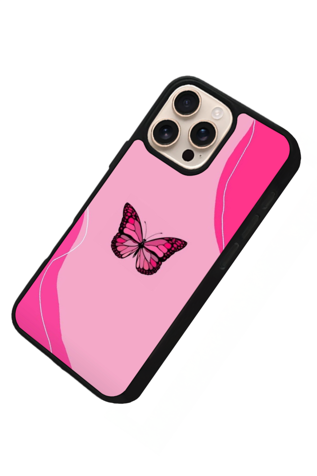 iPhone 16 Pro Uyumlu Kelebek Tasarımlı Glossy Premium Kılıf