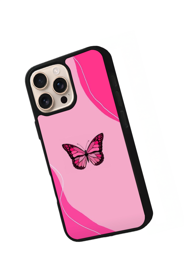 iPhone 16 Pro Uyumlu Kelebek Tasarımlı Glossy Premium Kılıf