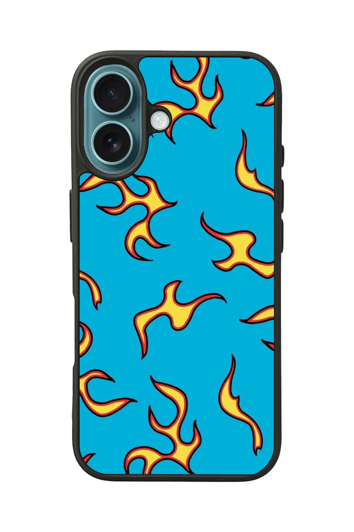 iPhone 16 Uyumlu Retro Flame Patterns Tasarımlı Glossy Premium Kılıf