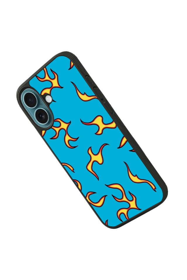 iPhone 16 Uyumlu Retro Flame Patterns Tasarımlı Glossy Premium Kılıf