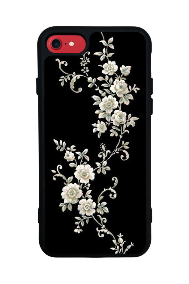 iPhone 8 Uyumlu Yaldizli Cicek Tasarımlı Glossy Premium Kılıf