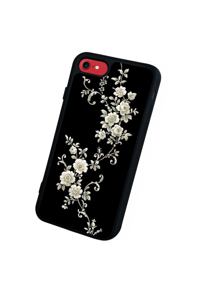iPhone 8 Uyumlu Yaldizli Cicek Tasarımlı Glossy Premium Kılıf