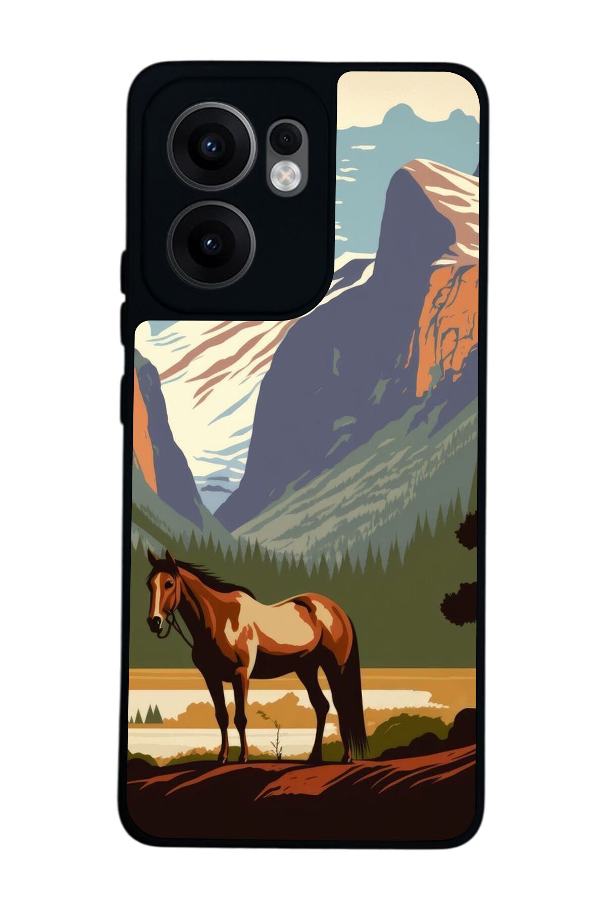 Oppo Reno 13F Uyumlu At Horse Tasarımlı Glossy Premium Kılıf
