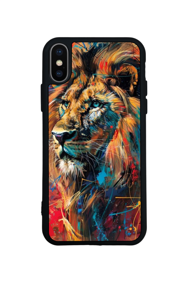iPhone X/ XS Uyumlu Aslan Tasarımlı Glossy Premium Kılıf